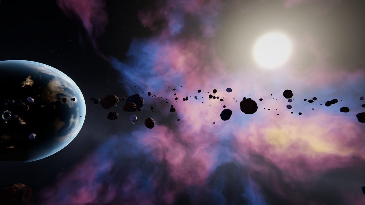 Cinturão de asteroides e um planeta